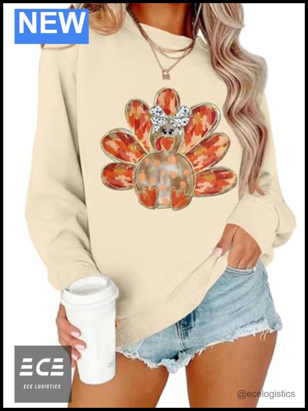 Thanksgiving Sweatshirt Women Gobble Turkey Graphic Crew Neck Long Sleeve